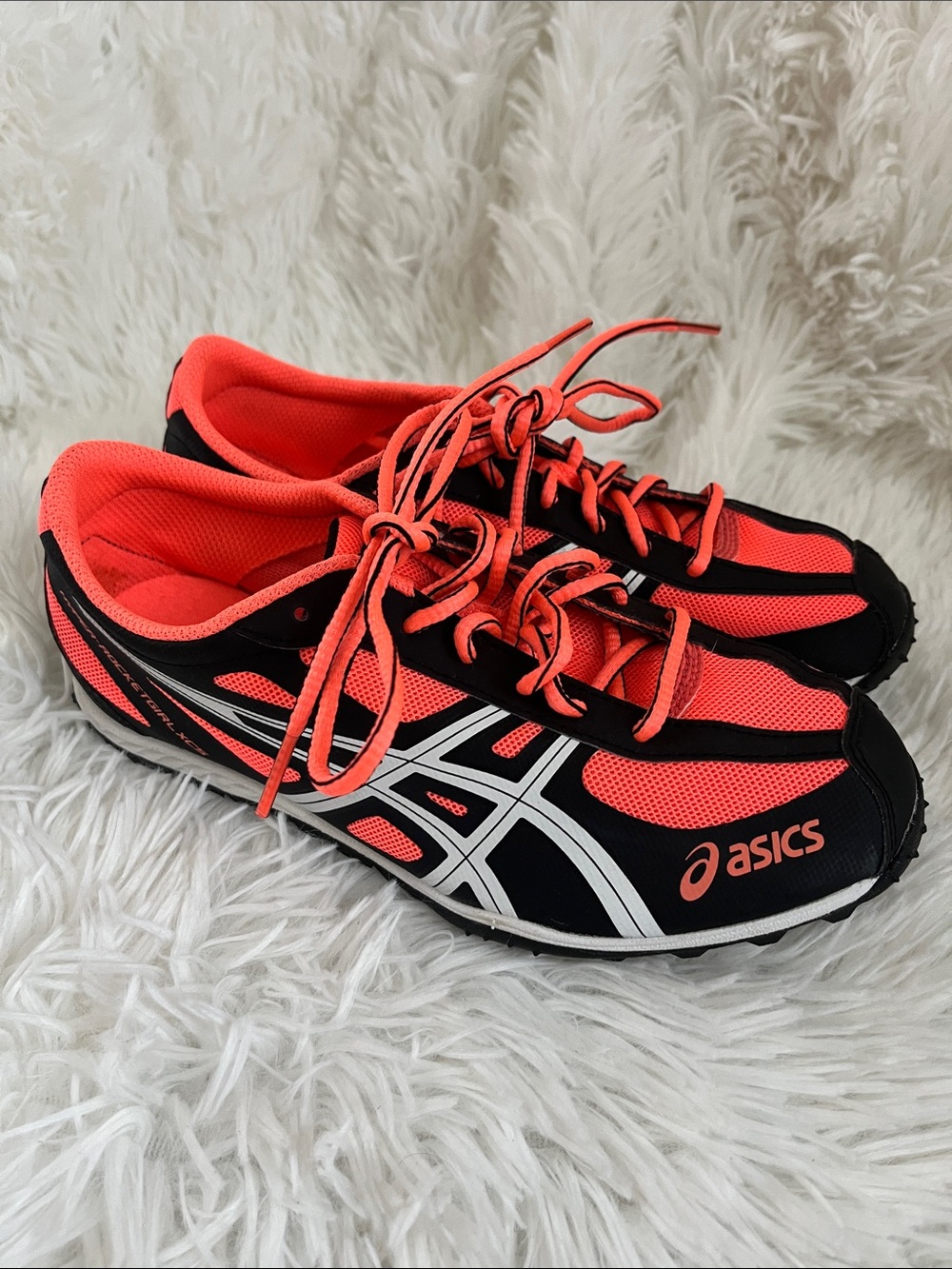 Asics Coral and Black Performance Running Shoes